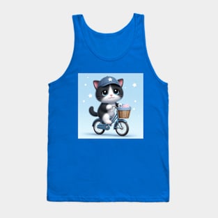 Cute cat on a bike Tank Top